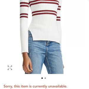 Maje Cream Ribbed Knit Top